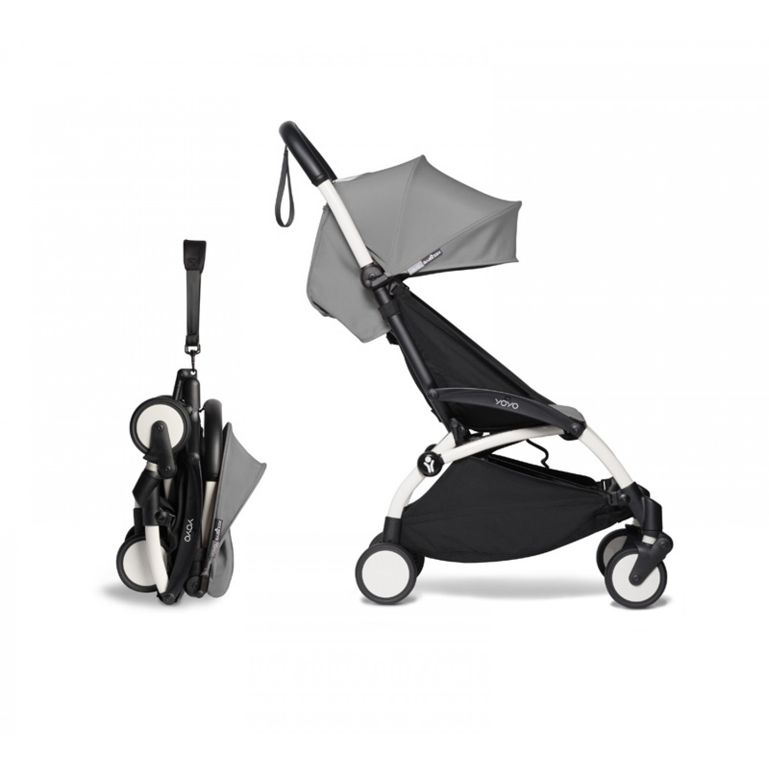 Complete BABYZEN stroller YOYO2  0+ and 6+ | White Chassis Grey